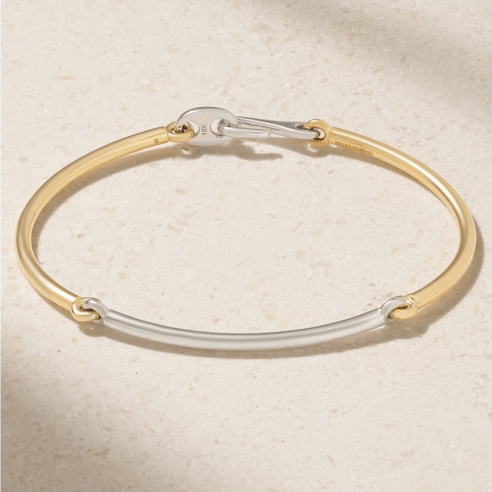 MAOR Solid 18k Yellow & White Gold Lyra Bracelet, Size M